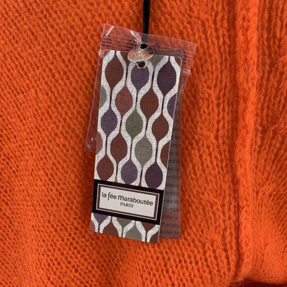 NWT La Fee Maraboutee Flame Orange Mohair Cocoon Cardigan Sweater Size 1/S - Picture 6 of 7